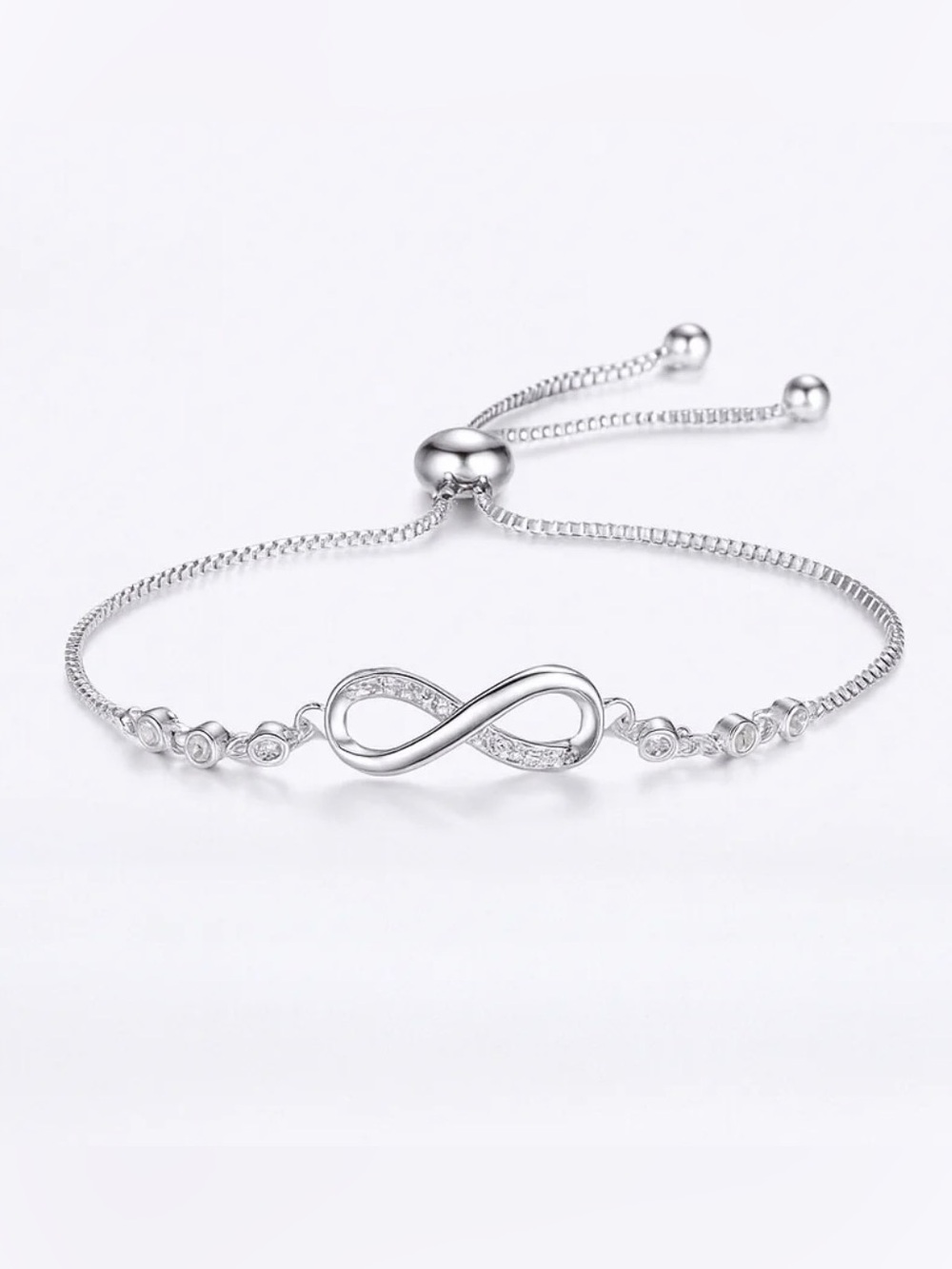 Sterling Silver Infinity CZ Bracelet - Silver